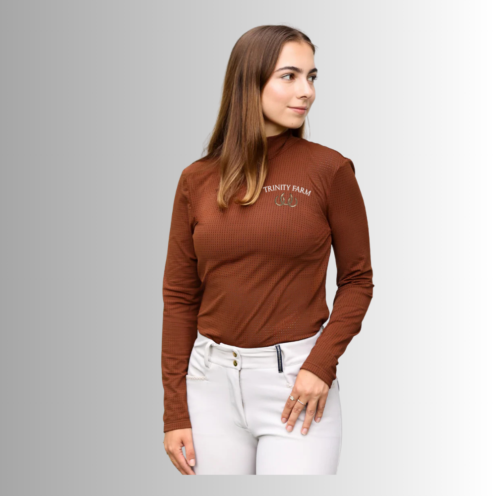 Trinity Equisite Alesia Perforated Mock Neck