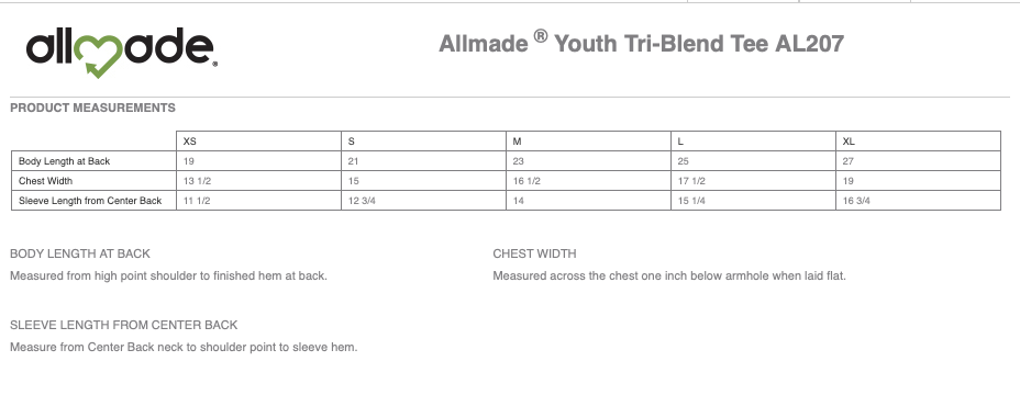 PLR Allmade® Youth Tri-Blend Tee