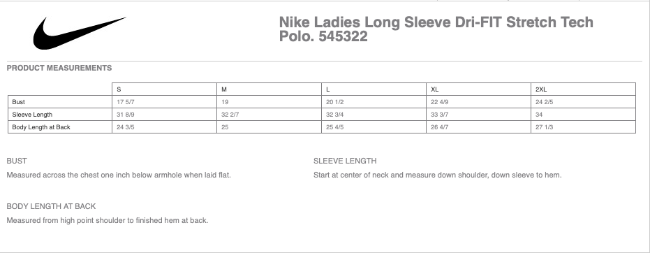 Whispering Ivy Nike Ladies Long Sleeve Dri-FIT Stretch Tech Polo