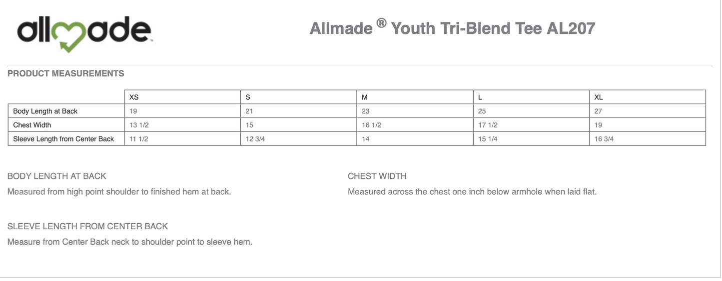 BRF Allmade® Youth Tri-Blend Tee - Equiclient Apparel