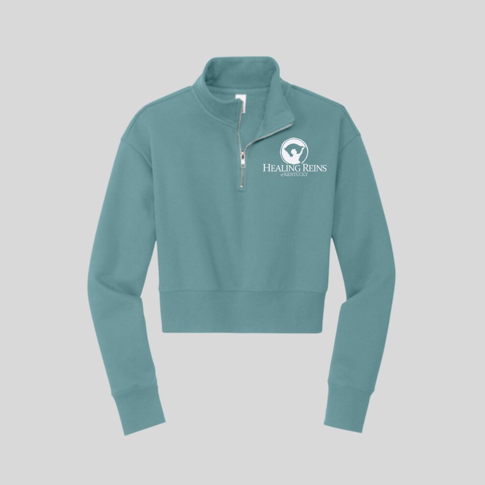 Healing Reins Women's Cropped 1/2 Zip Sweatshirt - Equiclient Apparel
