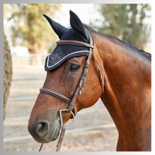 Fan Z Kavalkade Rhinestone Ear Bonnet Fly Net/Veil