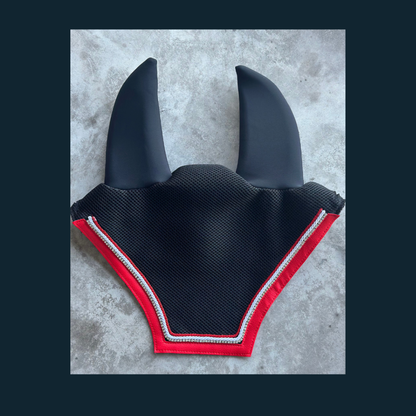 Limited: Handmade Mesh Bonnet- Red & Black