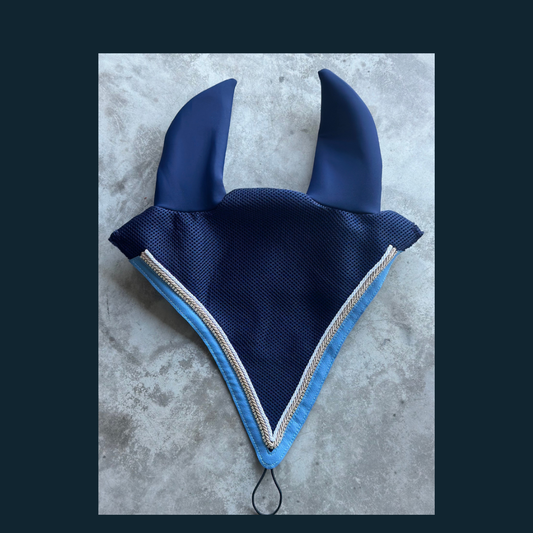 Limited: Handmade Mesh Bonnet- Navy & Light Blue