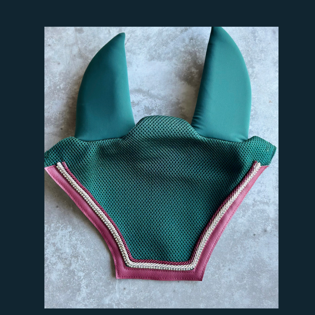 Limited: Handmade Mesh Bonnet- Hunter Green & Burgundy