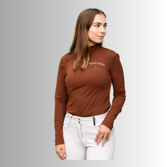 Trinity Equisite Alesia Perforated Mock Neck